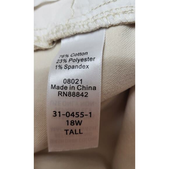 Woman Within Plus Size 18W Tall Khaki Beige Straight Leg Jeans Pants - Picture 8 of 14